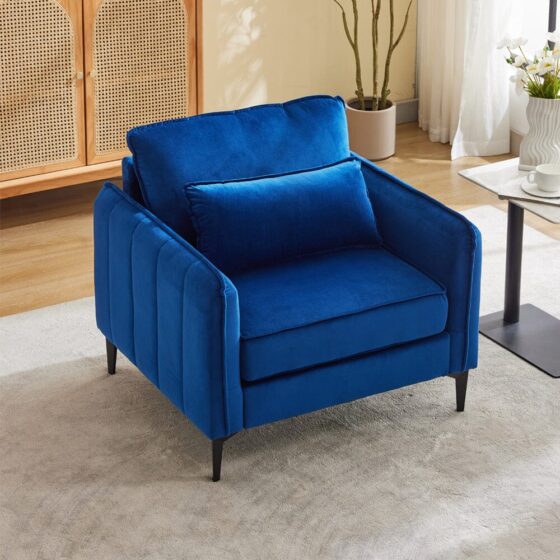 Upholstered Accent Chair (Model 02) With Detachable Pillow & Lumbar Support