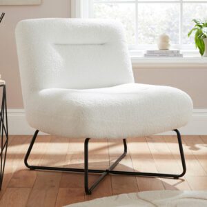Welland Fabric Accent Chair With Black Legs In Cream