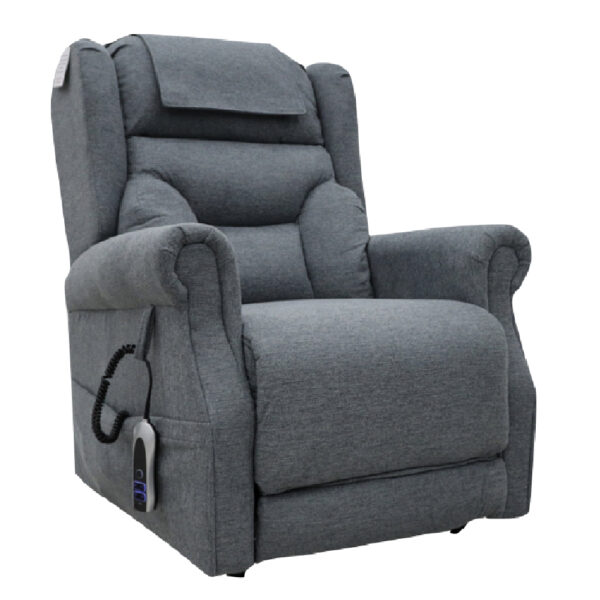 Boise Fabric Dual Motor Lift And Tilt Recliner Chair In Steel Grey