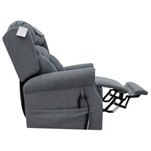 Boise Fabric Quad Motor Lift Tilt Recliner Chair In Steel Grey