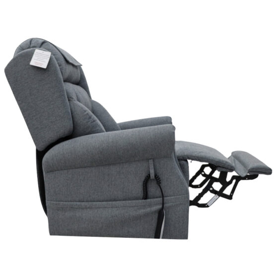 Boise Fabric Quad Motor Lift Tilt Recliner Chair In Steel Grey