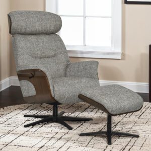 Watseka Fabric Recliner Chair With Stool In Cocoa